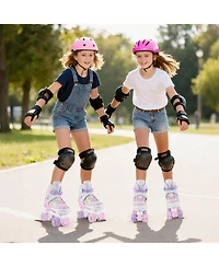Sugift Teen Roller Skates 4-Size Adjustable with Motion Light-Up Wheels and Reinforced Brake Ages 13 and Up