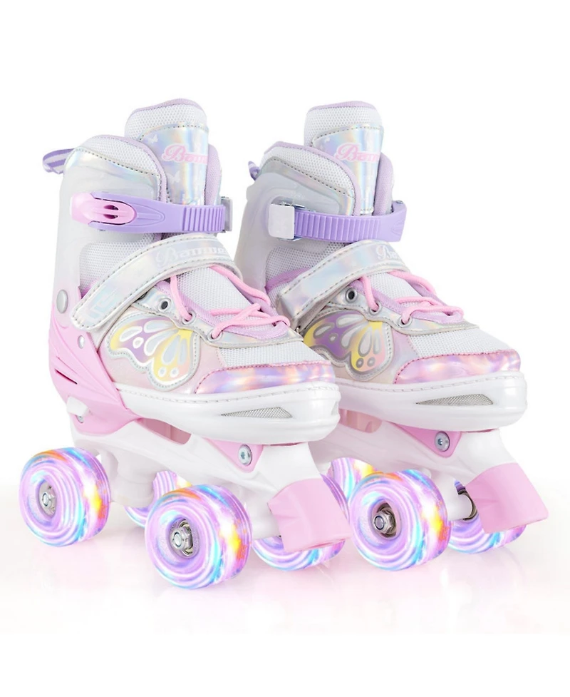 Sugift Teen Roller Skates 4-Size Adjustable with Motion Light-Up Wheels and Reinforced Brake Ages 13 and Up