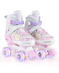 Sugift Teen Roller Skates 4-Size Adjustable with Motion Light-Up Wheels and Reinforced Brake Ages 13 and Up