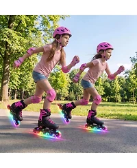 Sugift Kids Inline Skates with Aluminum Frame Traditional Laces and Glow Wheels Ages 7-9