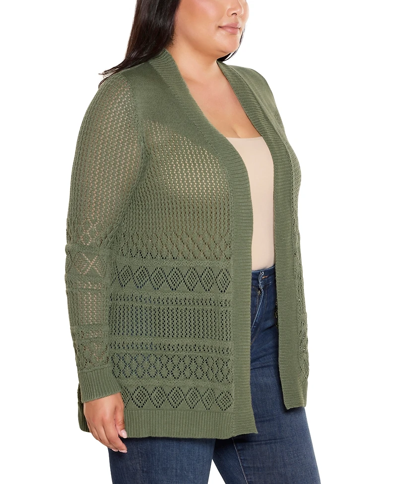 Belldini Plus Pointelle Lightweight Cardigan