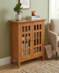 Simpli Home Bedford Solid Wood Low Storage Media Cabinet