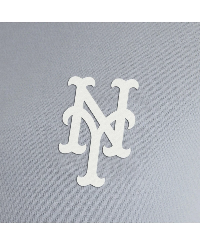 Fanatics Women's Gray New York Mets Oversized Clutch Tri-Blend Half-Zip Pullover Sweatshirt