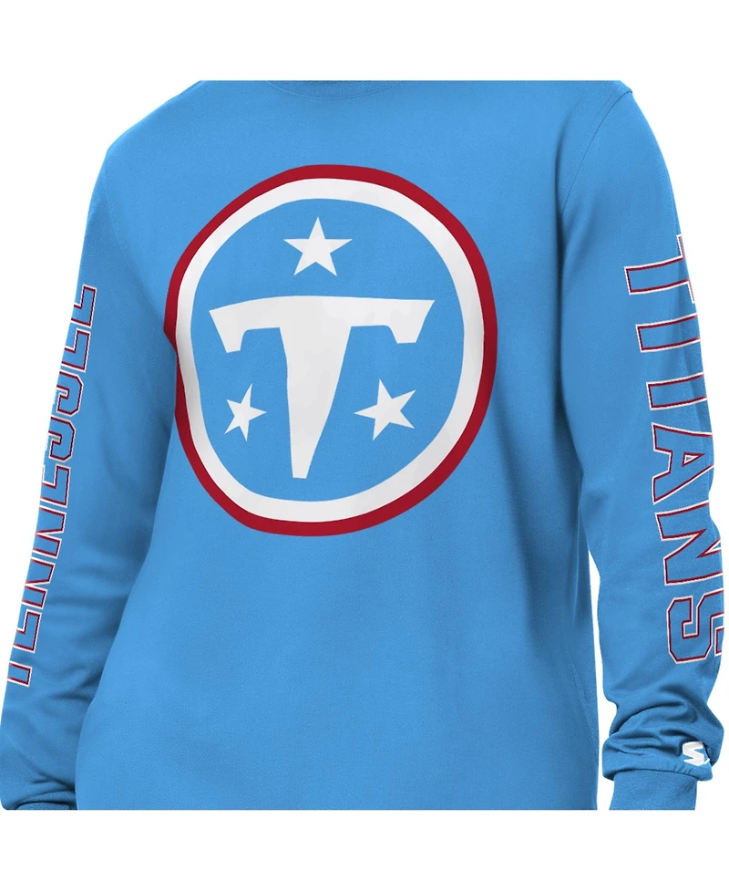 Starter Men's Light Blue Tennessee Titans Clutch Hit Ii Long-Sleeve T-Shirt