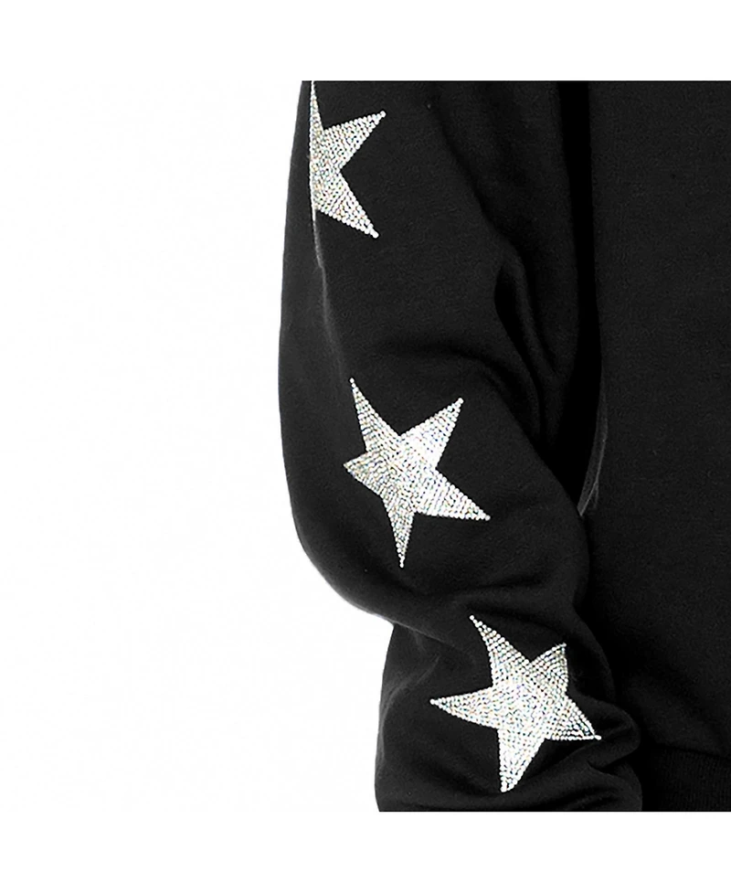 Gameday Couture Women's Black Cleveland Browns Rhinestone Star Sleeve Settle the Score Oversized Tri-Blend Pullover Sweatshirt