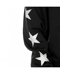 Gameday Couture Women's Black Cleveland Browns Rhinestone Star Sleeve Settle the Score Oversized Tri-Blend Pullover Sweatshirt