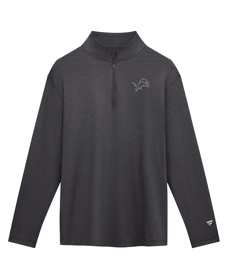 Fanatics Men's Charcoal Detroit Lions Clutch Quarter-Zip Pullover Sweatshirt
