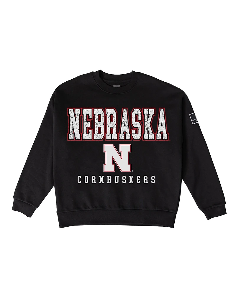 Gameday Couture Women's Black Nebraska Huskers Oversized Level Up Label Premium Sweatshirt