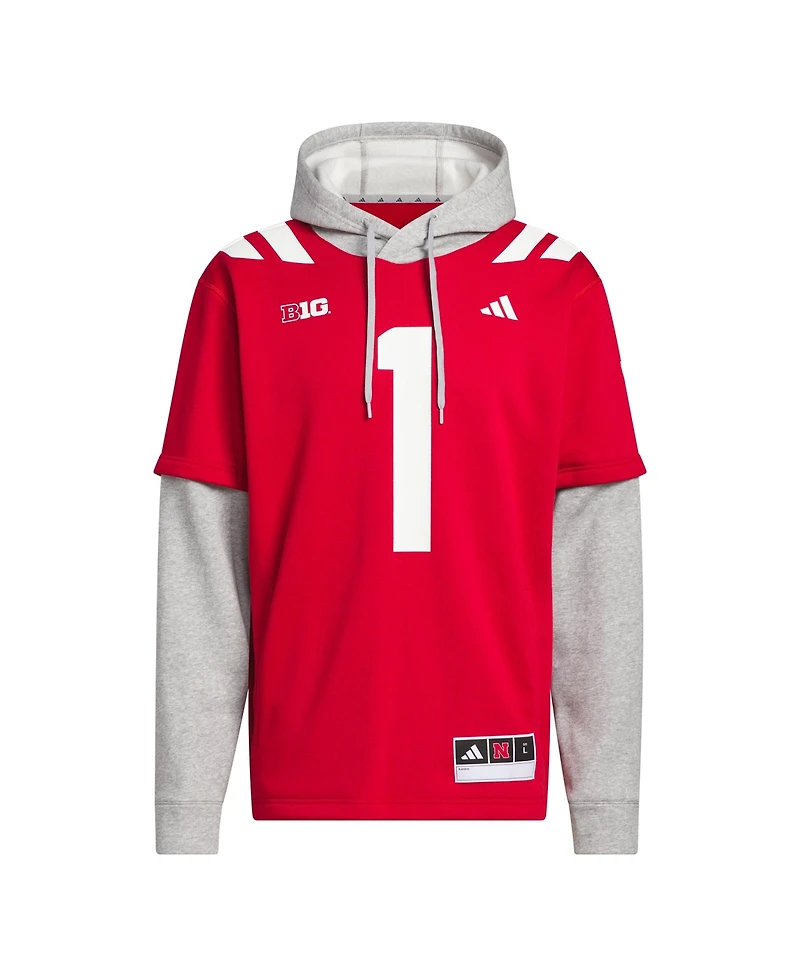 Adidas Men's 1 Scarlet Nebraska Huskers Home Hoodie