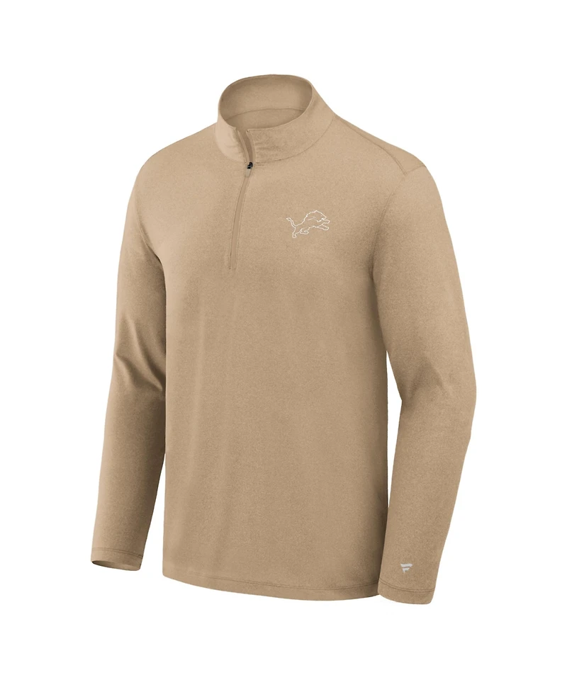 Fanatics Men's Tan Detroit Lions Clutch Quarter-Zip Pullover Sweatshirt