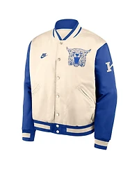 Nike Men's Natural/Royal Kentucky Wildcats Legacy Full-Snap Bomber Jacket