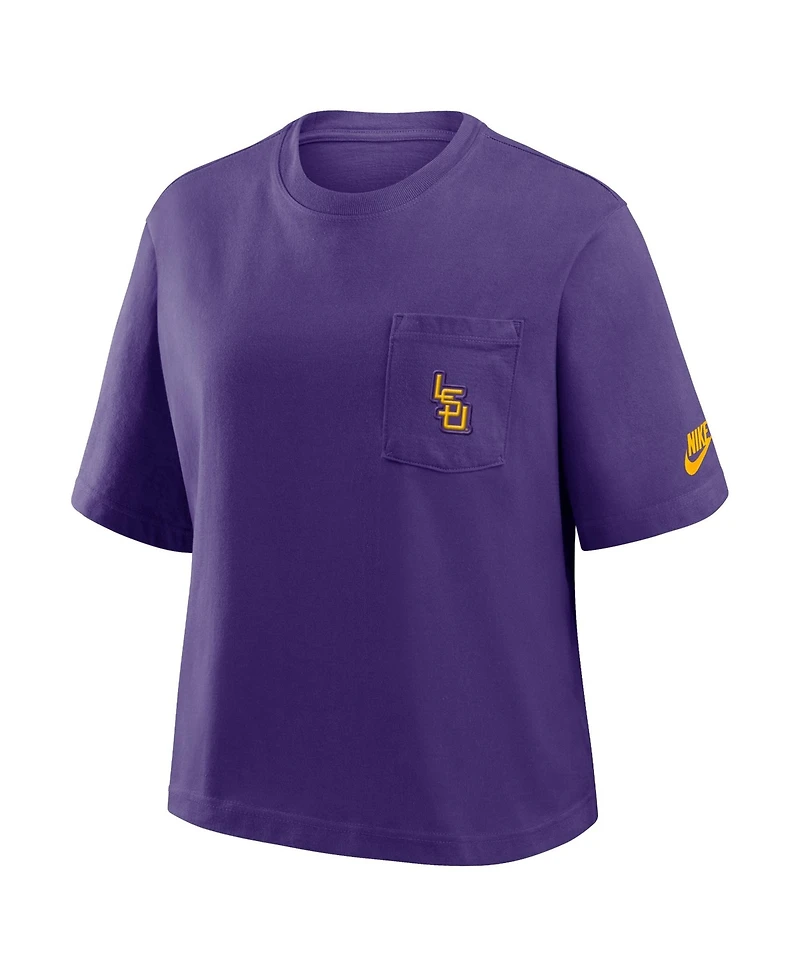 Nike Women's Purple Lsu Tigers Legacy Pocket Boxy T-Shirt