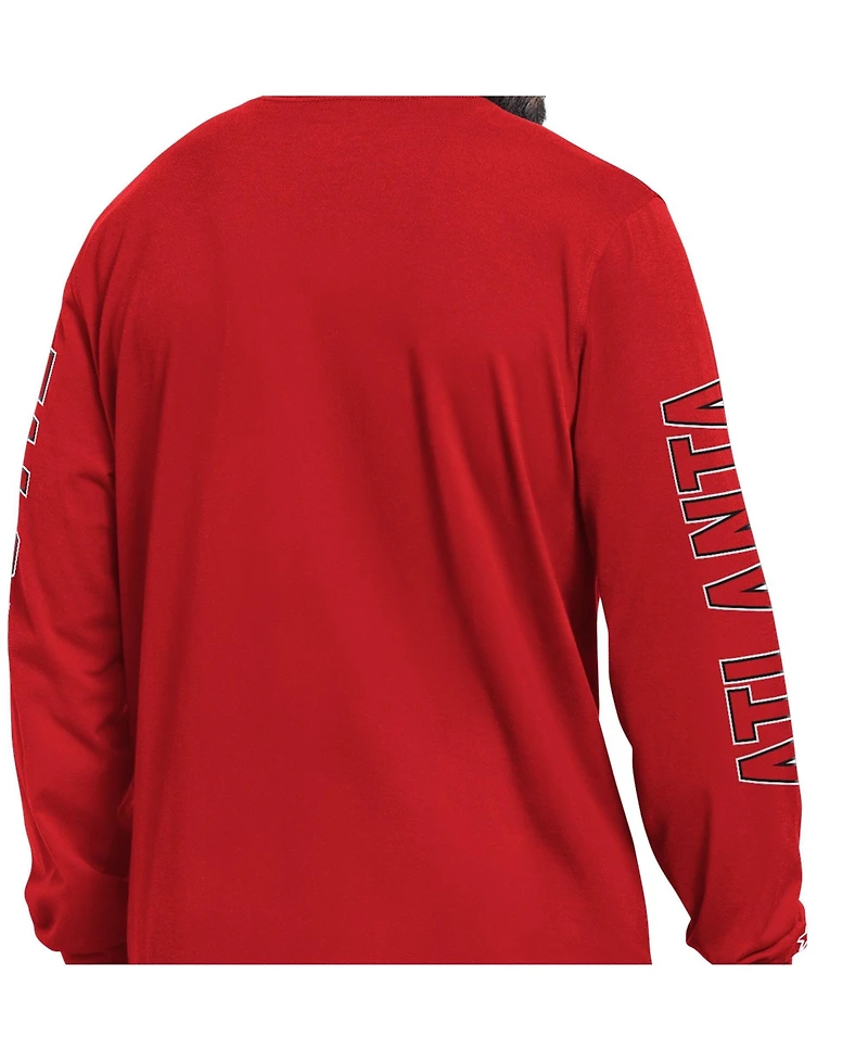 Starter Men's Red Atlanta Falcons Clutch Hit Ii Long-Sleeve T-Shirt