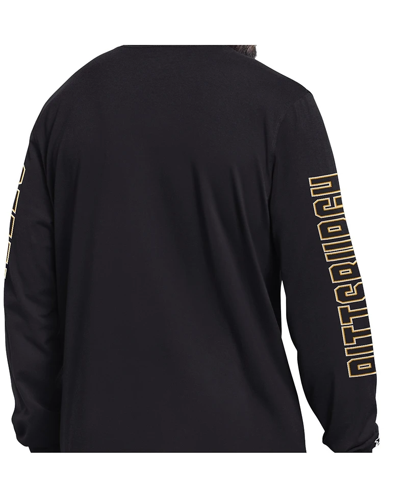 Starter Men's Black Pittsburgh Steelers Clutch Hit Ii Long-Sleeve T-Shirt