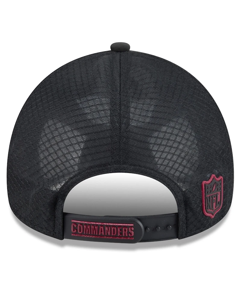 New Era Men's Black Washington Commanders 2026 Sideline Apex 9FORTY Adjustable Trucker Hat