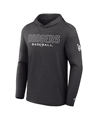 Fanatics Men's Charcoal Los Angeles Dodgers ClutchLong sleeves Hooded T-Shirt
