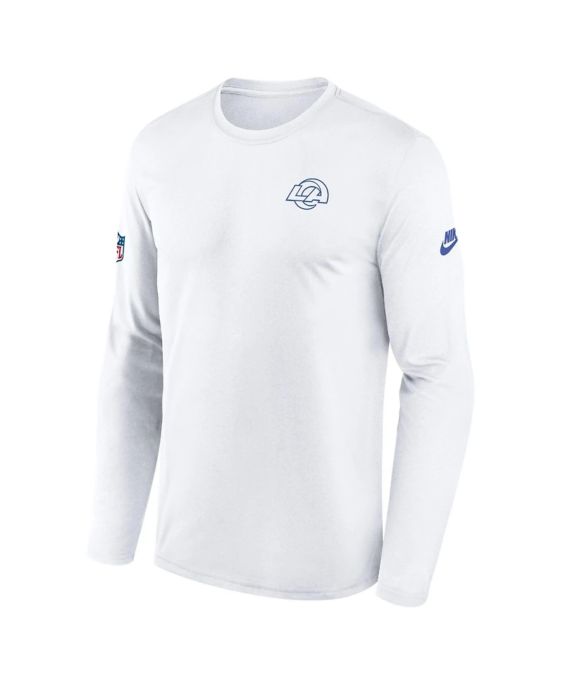 Nike Men's Los Angeles Rams Fearsome White Legend Small Logo Dri-FITLong sleeves T-Shirt