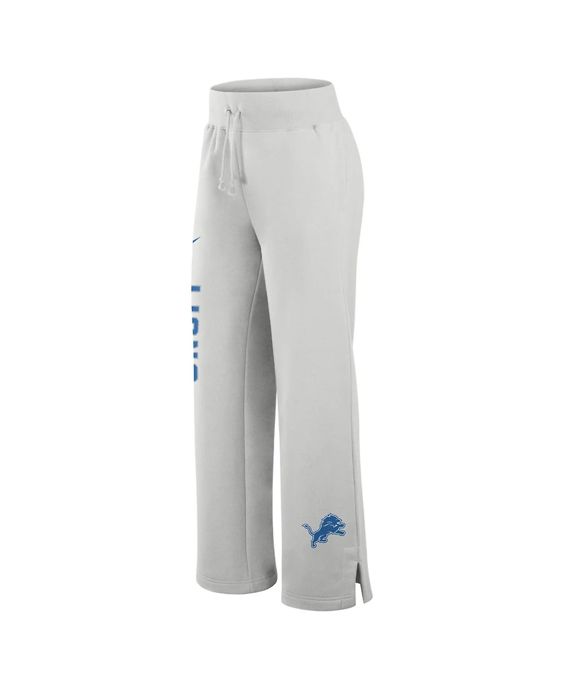 Nike Women's Gray Detroit Lions Primetime Phoenix Fleece Wide-Leg Sweatpants