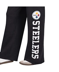 Starter Women's Black Pittsburgh Steelers Field Wide Leg Sweatpants