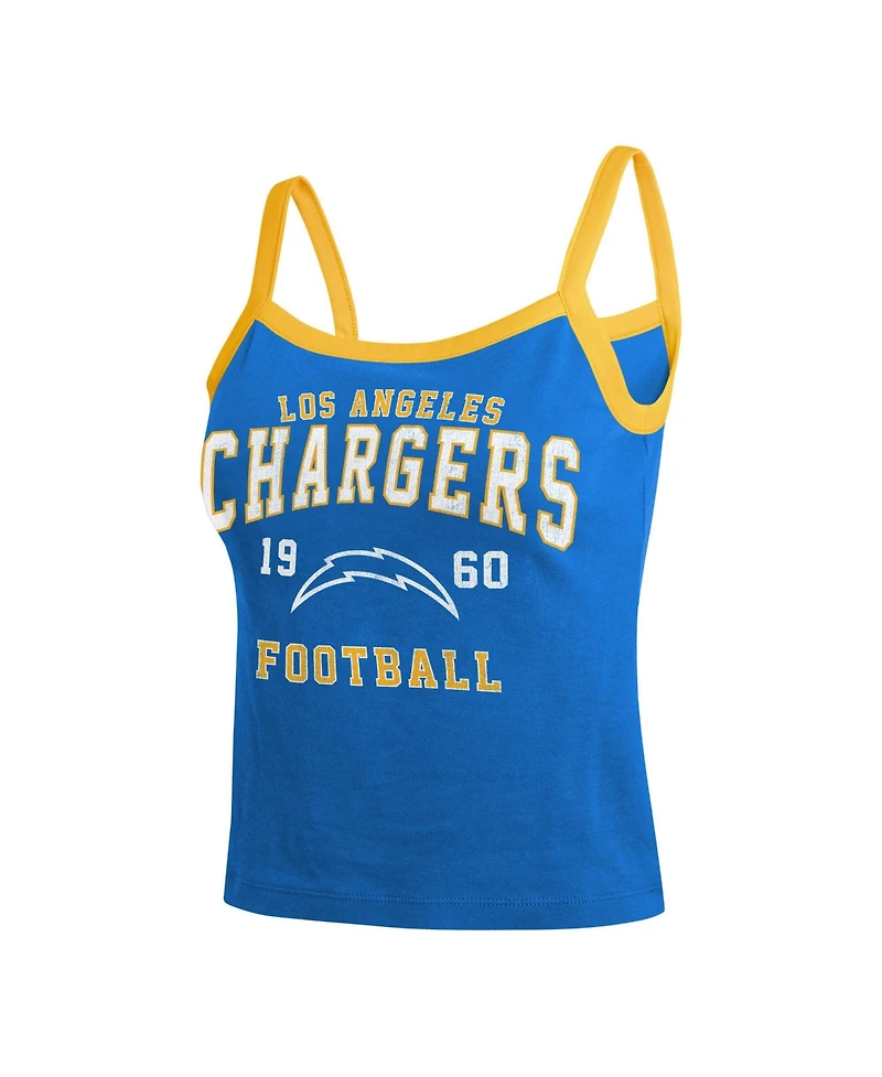 Wear by Erin Andrews Women's Powder Blue Los Angeles Chargers Colorblock Racerback Tank Top