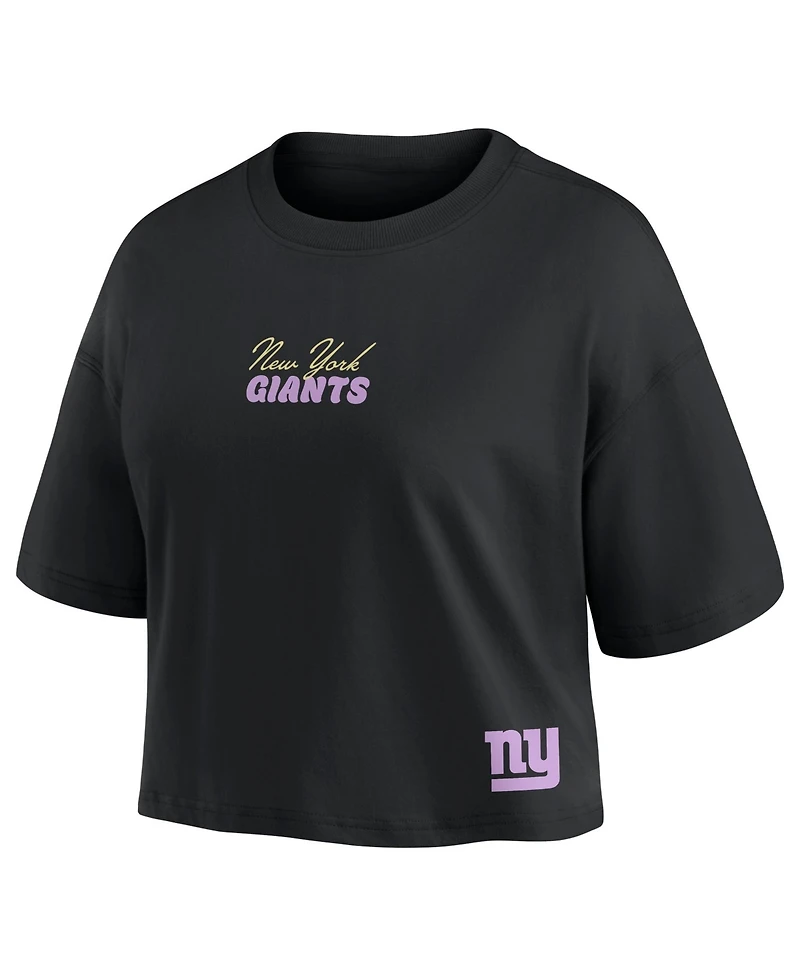 Fanatics Women's Jaxson Dart Black New York Giants Fashion Cropped T-Shirt