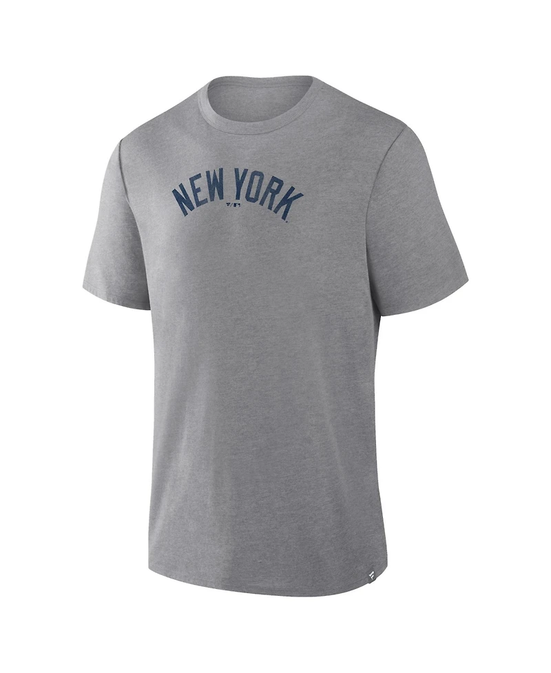 Fanatics Men's Heather Gray New York Yankees Play Tribute Tri-Blend T-Shirt