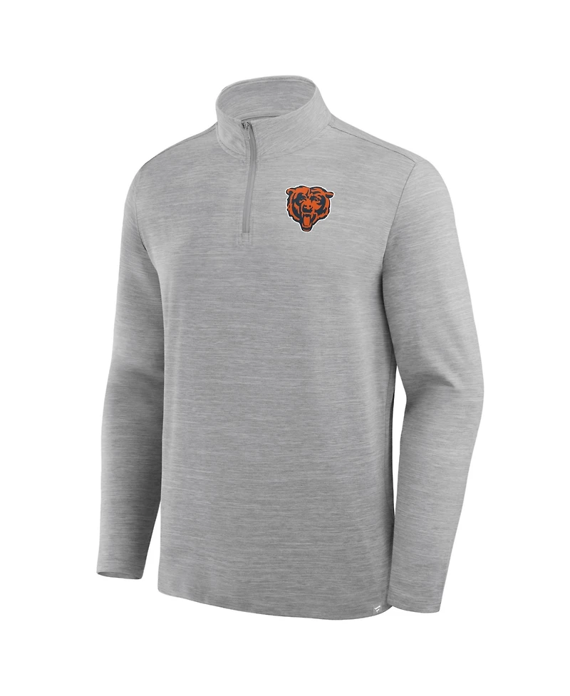 Fanatics Men's Heather Gray Chicago Bears Clutch Quarter-Zip Pullover Sweatshirt