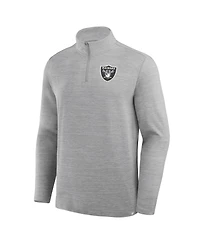 Fanatics Men's Heather Gray Las Vegas Raiders Clutch Quarter-Zip Pullover Sweatshirt