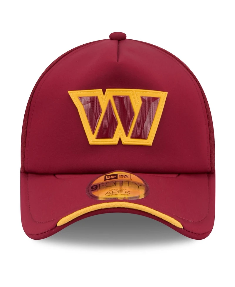 New Era Men's Burgundy Washington Commanders 2026 Sideline Apex 9FORTY Adjustable Trucker Hat