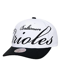 Mitchell & Ness Men's and Women's White/Black Baltimore Orioles Xl Script Pro Crown Adjustable Hat