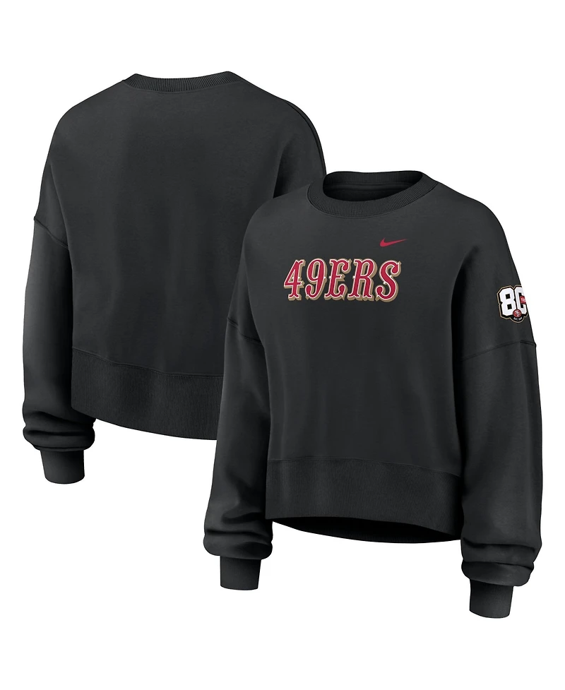 Nike Women's Black San Francisco 49ers 80th Anniversary Phoenix Oversized Tri-Blend Sweatshirt