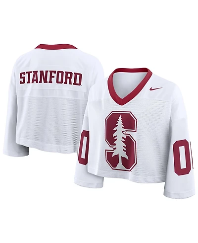 Nike Women's White Stanford Cardinal Oversized Logo Cropped Fashion Jersey