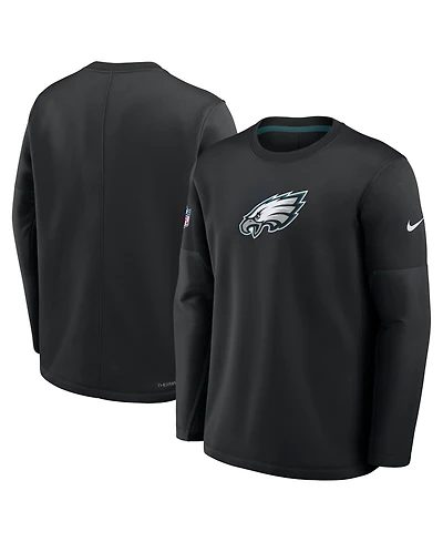 Nike Men's Black Philadelphia Eagles Sideline Coaches Team Present Midweight Therma-fit Sweatshirt
