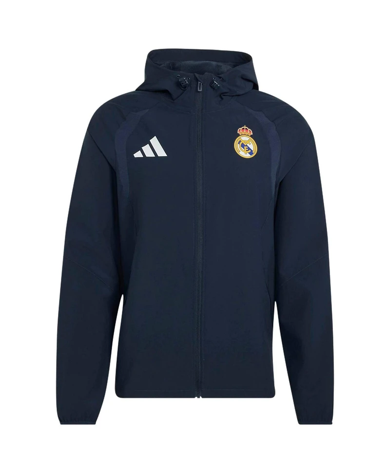 Adidas Men's Navy Real Madrid Tiro Travel Full-Zip Windbreaker Jacket