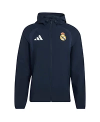 Adidas Men's Navy Real Madrid Tiro Travel Full-Zip Windbreaker Jacket
