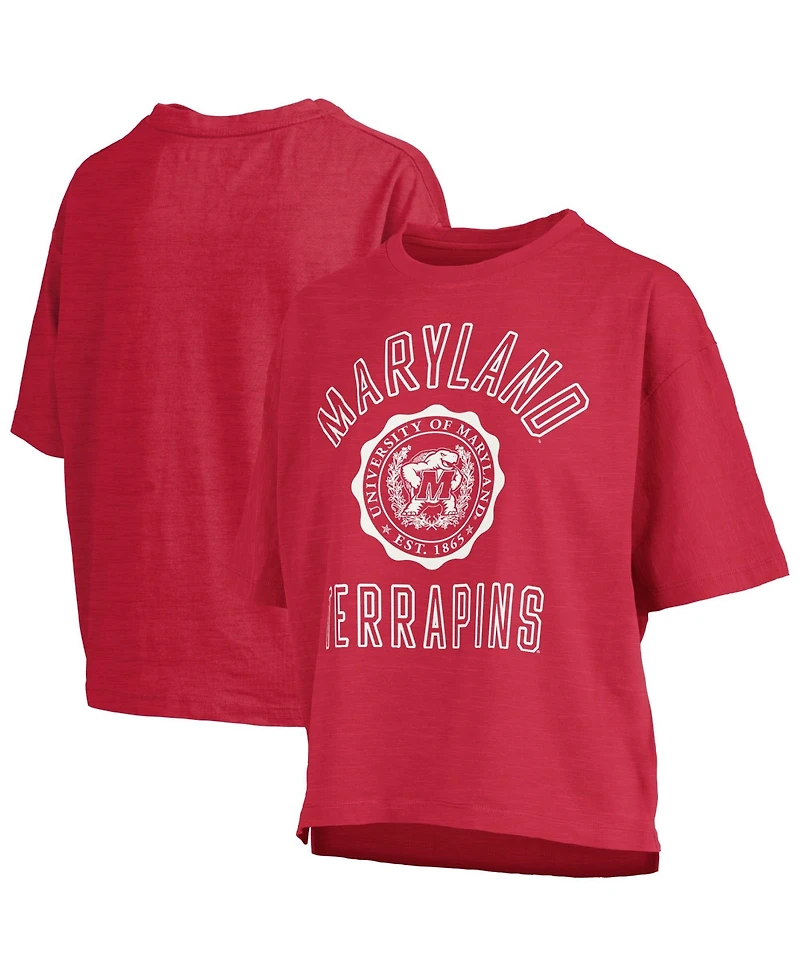 Pressbox Women's Red Maryland Terrapins Motley Crew Bishop Waist Length Oversized Slub T-Shirt