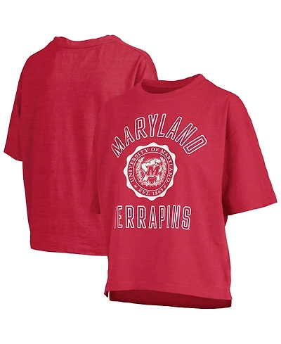 Pressbox Women's Red Maryland Terrapins Motley Crew Bishop Waist Length Oversized Slub T-Shirt