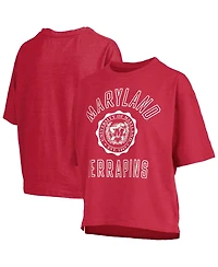 Pressbox Women's Red Maryland Terrapins Motley Crew Bishop Waist Length Oversized Slub T-Shirt