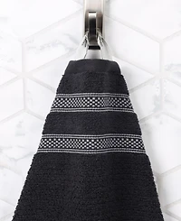 Superior Brea Zero Twist Cotton Ribbed Geometric Border Plush Soft Absorbent 6-Piece Hand Towel Set