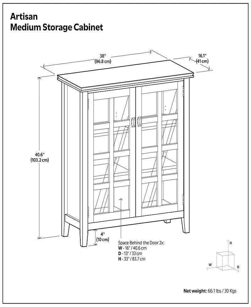 Simpli Home Artisan Solid Wood Medium Storage Cabinet