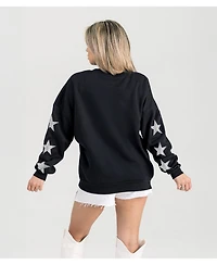 Gameday Couture Women's Black Philadelphia Eagles Pure Victory Rhinestud Star-Sleeve Pullover Sweatshirt