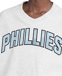 Starter Women's Gray Philadelphia Phillies Show Up Fashion Cropped V-Neck Sweatshirt