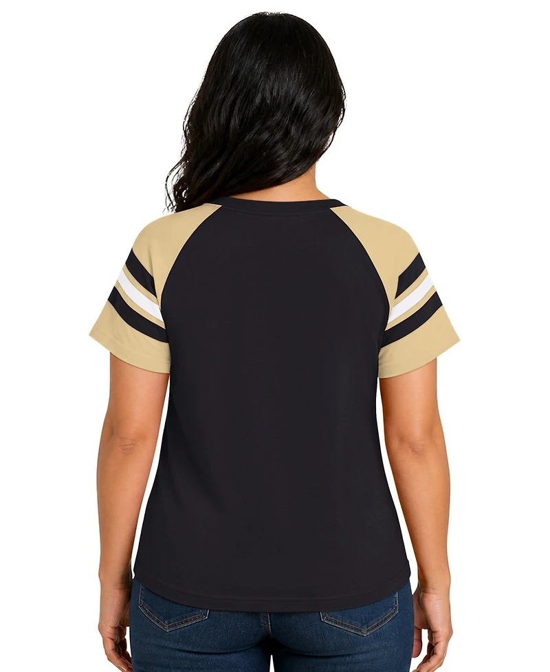 Starter Women's Black New Orleans Saints Plus Game On Notch Neck Raglan T-Shirt