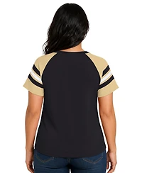 Starter Women's Black New Orleans Saints Plus Game On Notch Neck Raglan T-Shirt