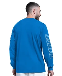 Starter Men's Blue Detroit Lions Clutch Hit Ii Long-Sleeve T-Shirt