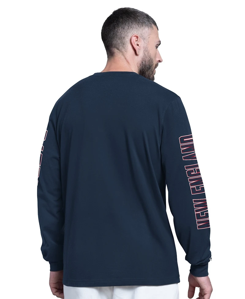 Starter Men's Navy New England Patriots Clutch Hit Ii Long-Sleeve T-Shirt