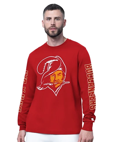 Starter Men's Red Tampa Bay Buccaneers Clutch Hit Ii Logo Long-Sleeve T-Shirt