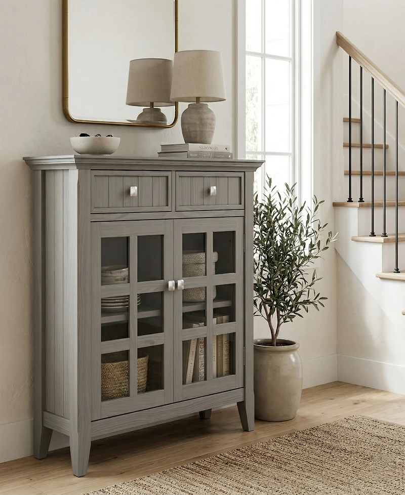 Simpli Home Acadian 36" Solid Wood Entryway Storage Cabinet