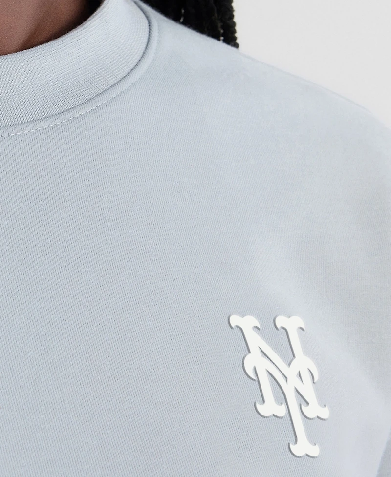 Fanatics Women's Gray New York Mets Oversized Clutch Tri-Blend Sweatshirt