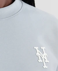Fanatics Women's Gray New York Mets Oversized Clutch Tri-Blend Sweatshirt